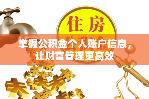 根河掌握公积金个人账户信息，让财富管理更高效